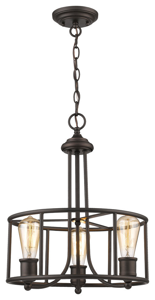 ELISSA Transitional 3 Light Rubbed Bronze Ceiling Pendant 15inches Wide