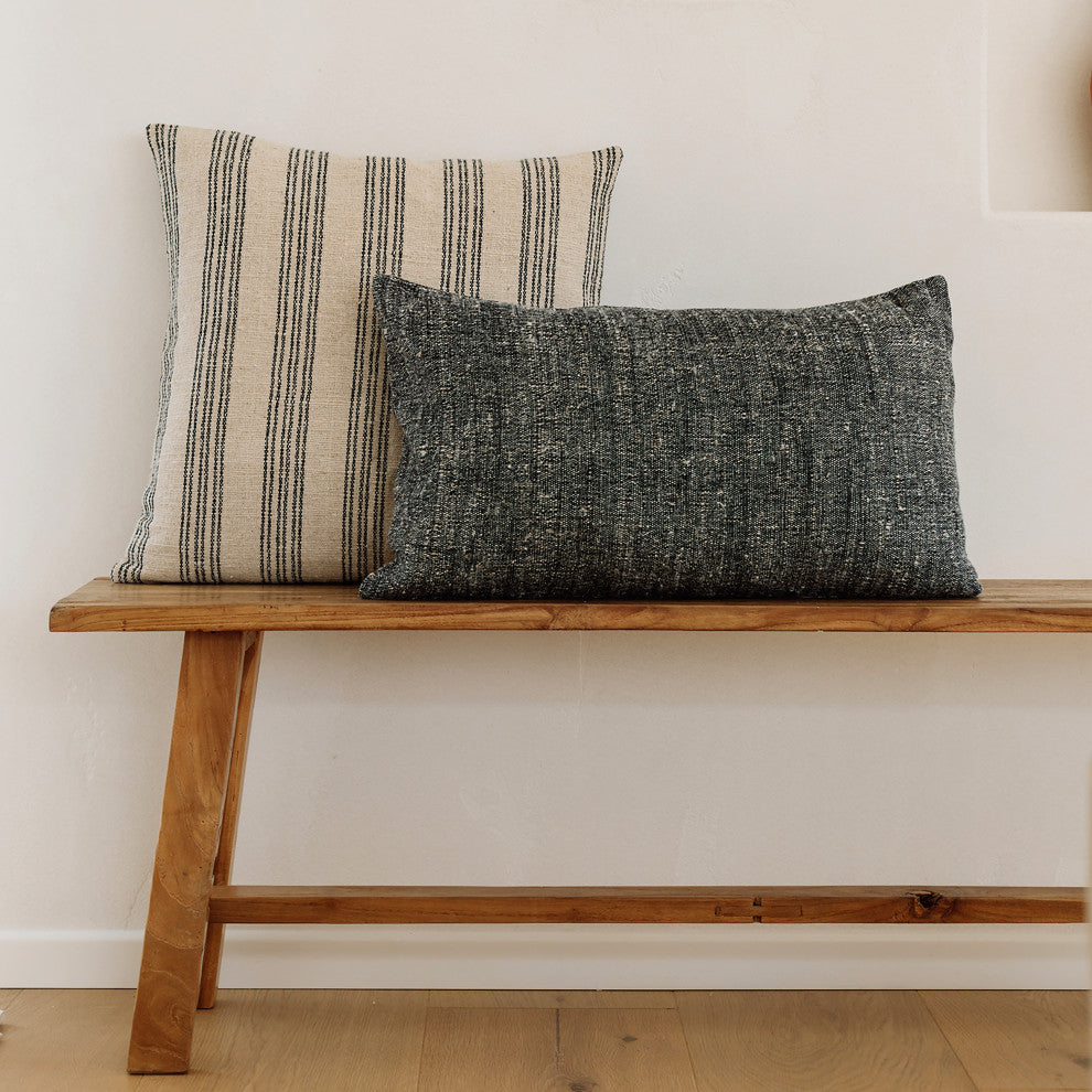 Natural Harmony Nettlesolid Pillow, Black, 24"x14"
