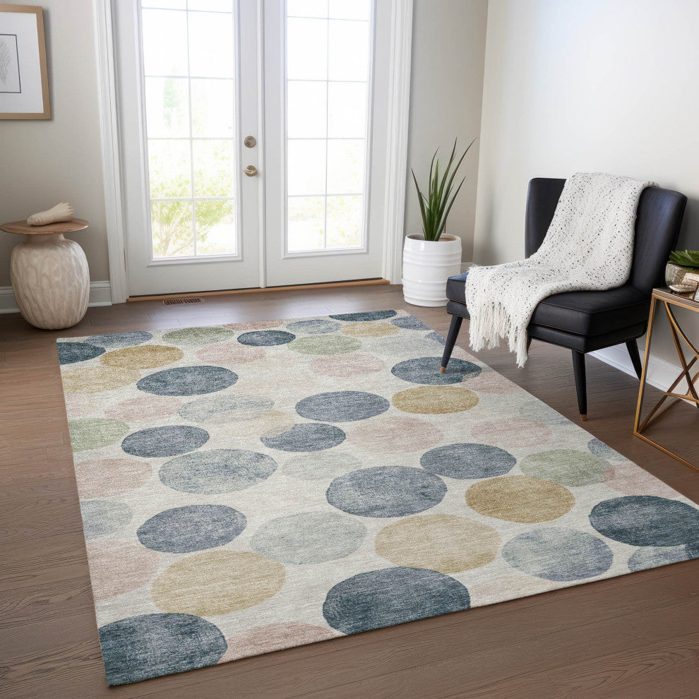 Machine Washable Indoor/Outdoor Chantille ACN1898 Beige 5' x 7'6" Rug