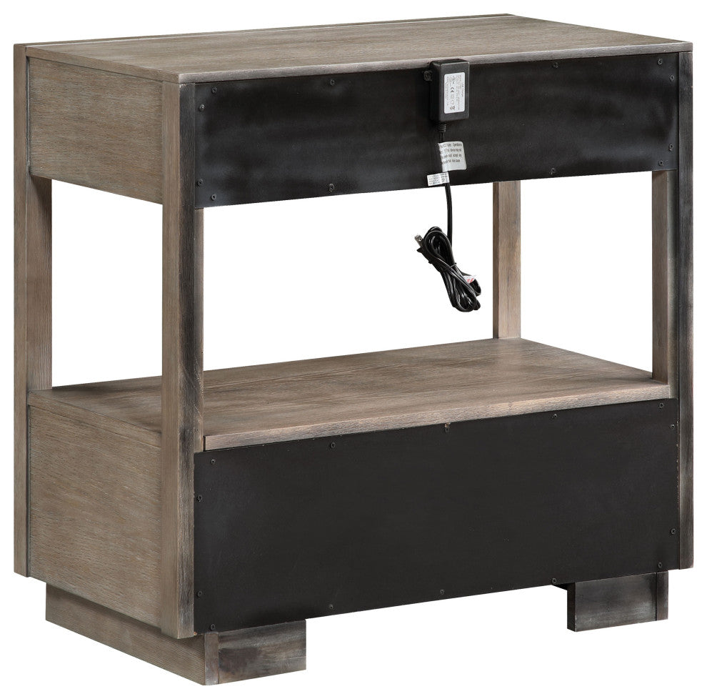 Durango 2-drawer Nightstand Bedside Table Taupe Oak