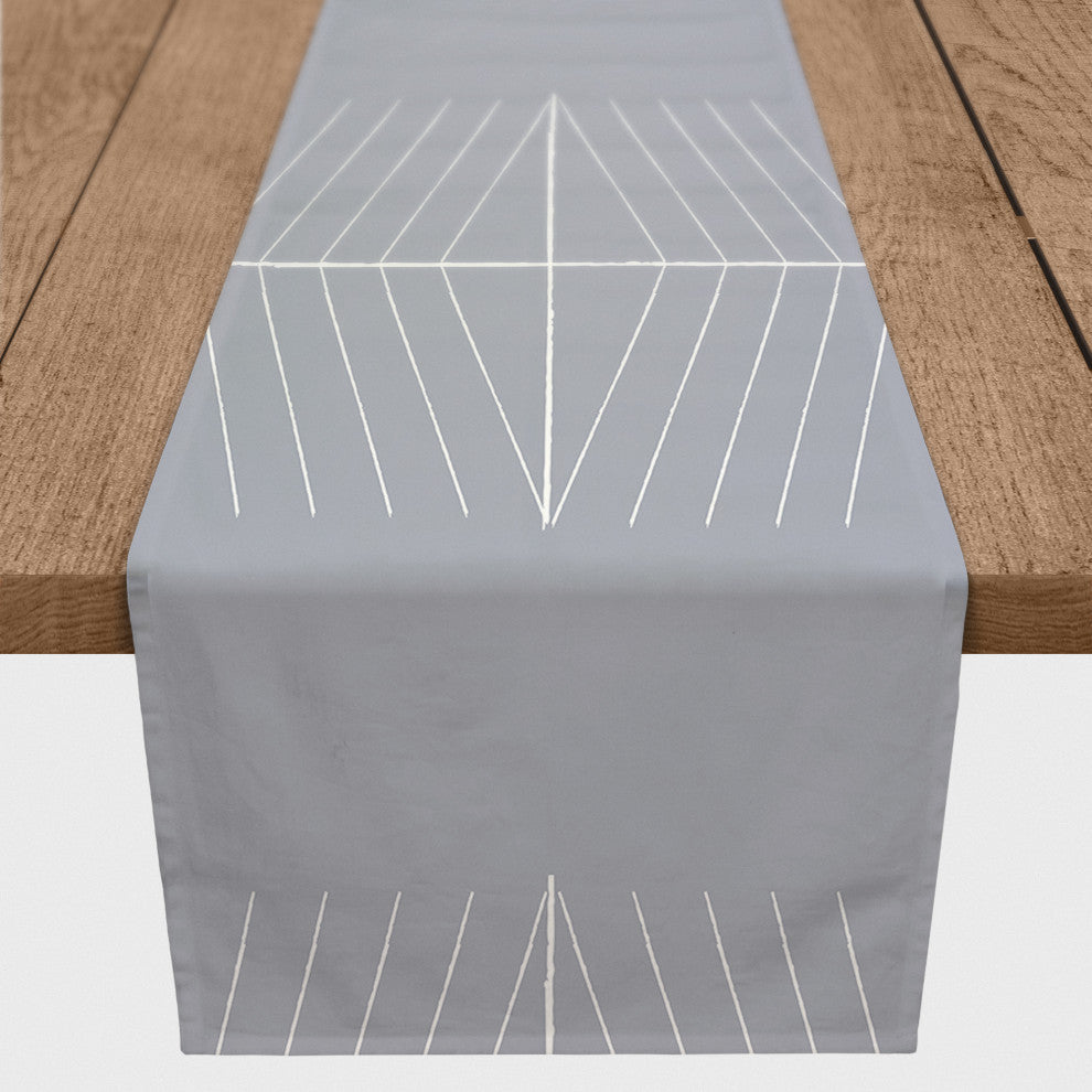 Dusty Blue Lines 16x90 Cotton Twill Runner