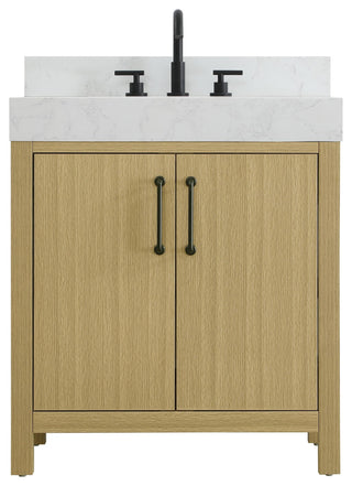 Home Living 30" Single Bathroom Vanity, Honey Brown With Backsplash
