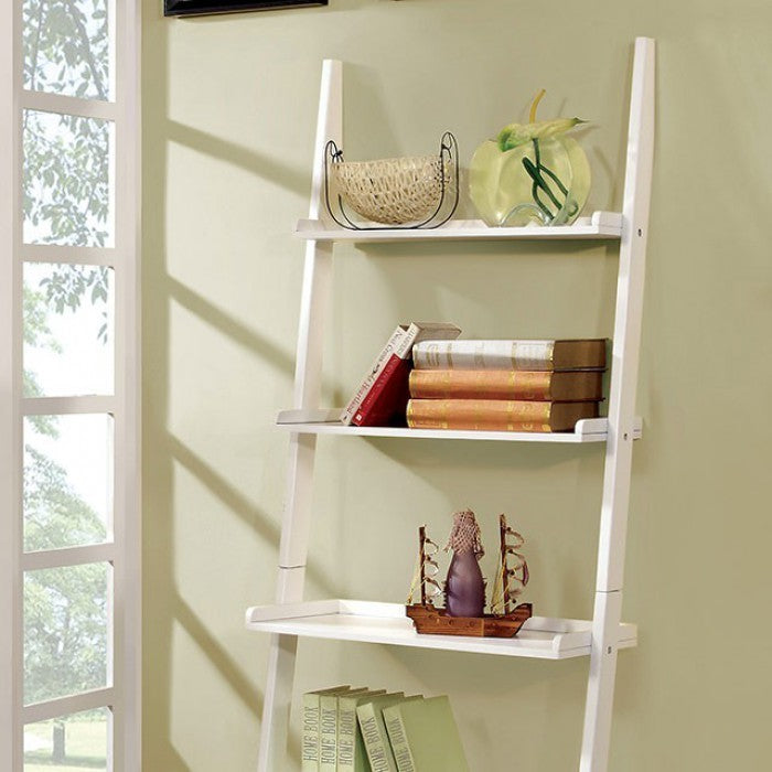 Benzara BM172781 Solid Wood 5-Tier Ladder Shelf, White