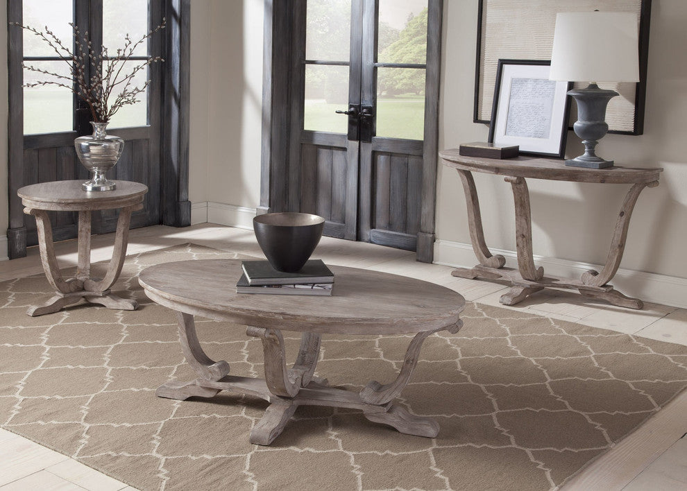 Liberty Furniture Graystone Mill End Table, Stone White