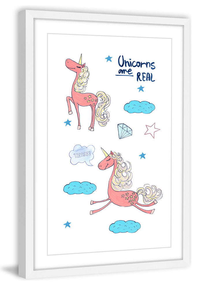 "Unicorns Are Real III" Framed Painting Print, 20"x30"