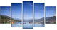Boats in Pokhara Lake, Modern Seashore Canvas Wall Art, 60"x32", 5 Panels
