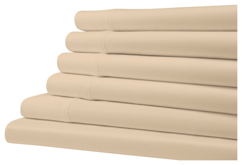 Kathy Ireland 1500TC Bamboo Cotton 6 Piece Sheet Set, Linen, King