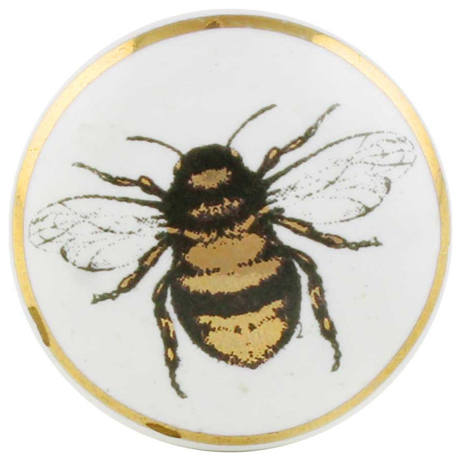 Set of 4 Bee Print Ceramic Knobs