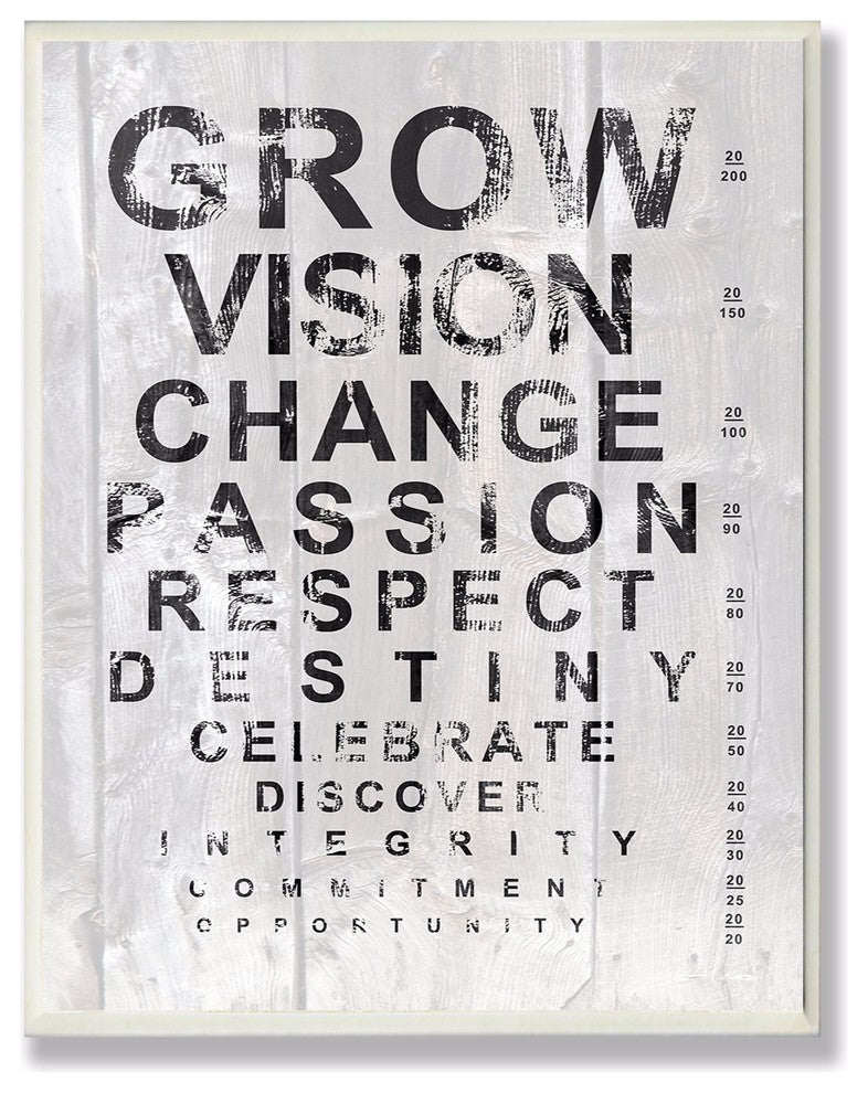 Grow Eye Chart Inspirational Typography Wall Art, 12.5x18.5, Wall Plaque