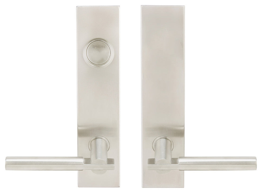 Sequoia Lever, Tubular Dummy Entry With Dummy Cylinder, Satin Stainless Steel
