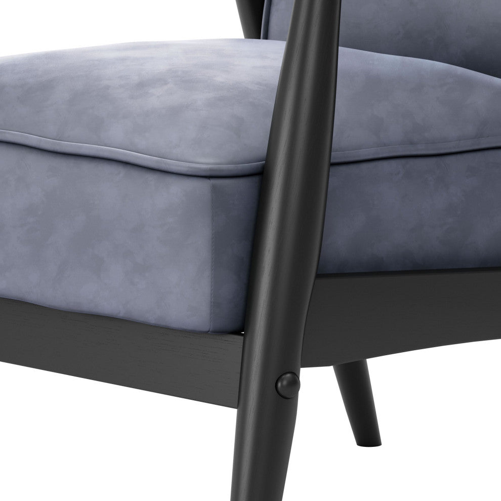 Armchair Accent Chair, Fabric, Wood, Gray, Black, Lounge Lobby Hospitality
