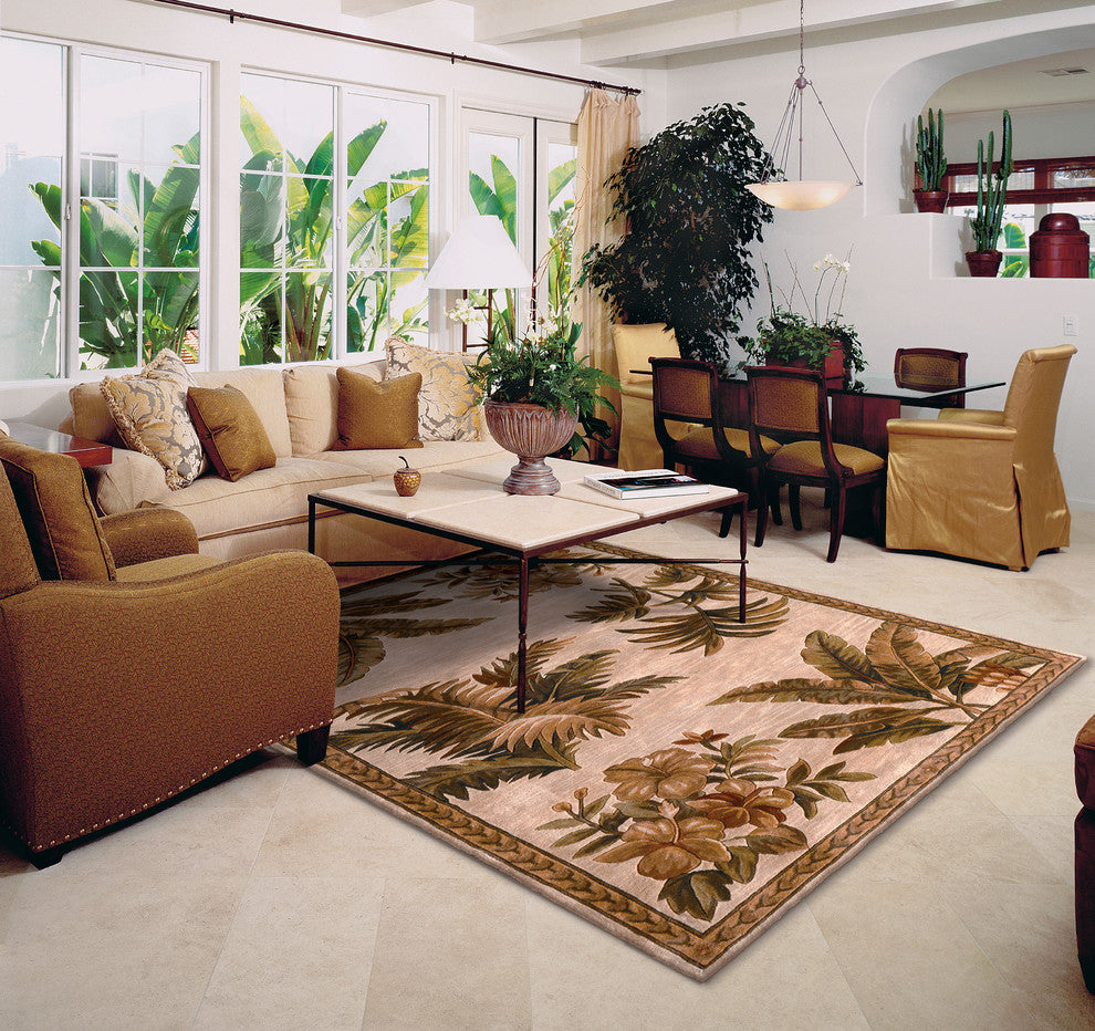 Sparta 3133 Ivory Tropical Oasis Rug, 5'3"x8'3"