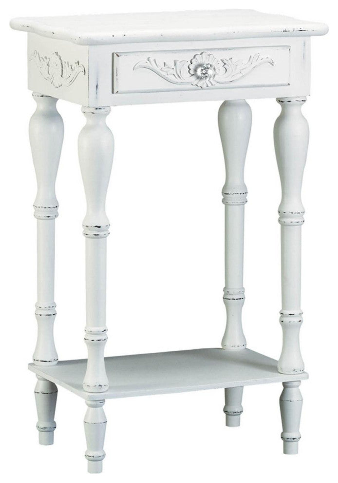 Carved White Side Table