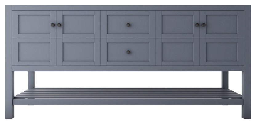 CastelloUSA Alicia 72" Freestanding Vanity, Base Only, Gray, Black Handles