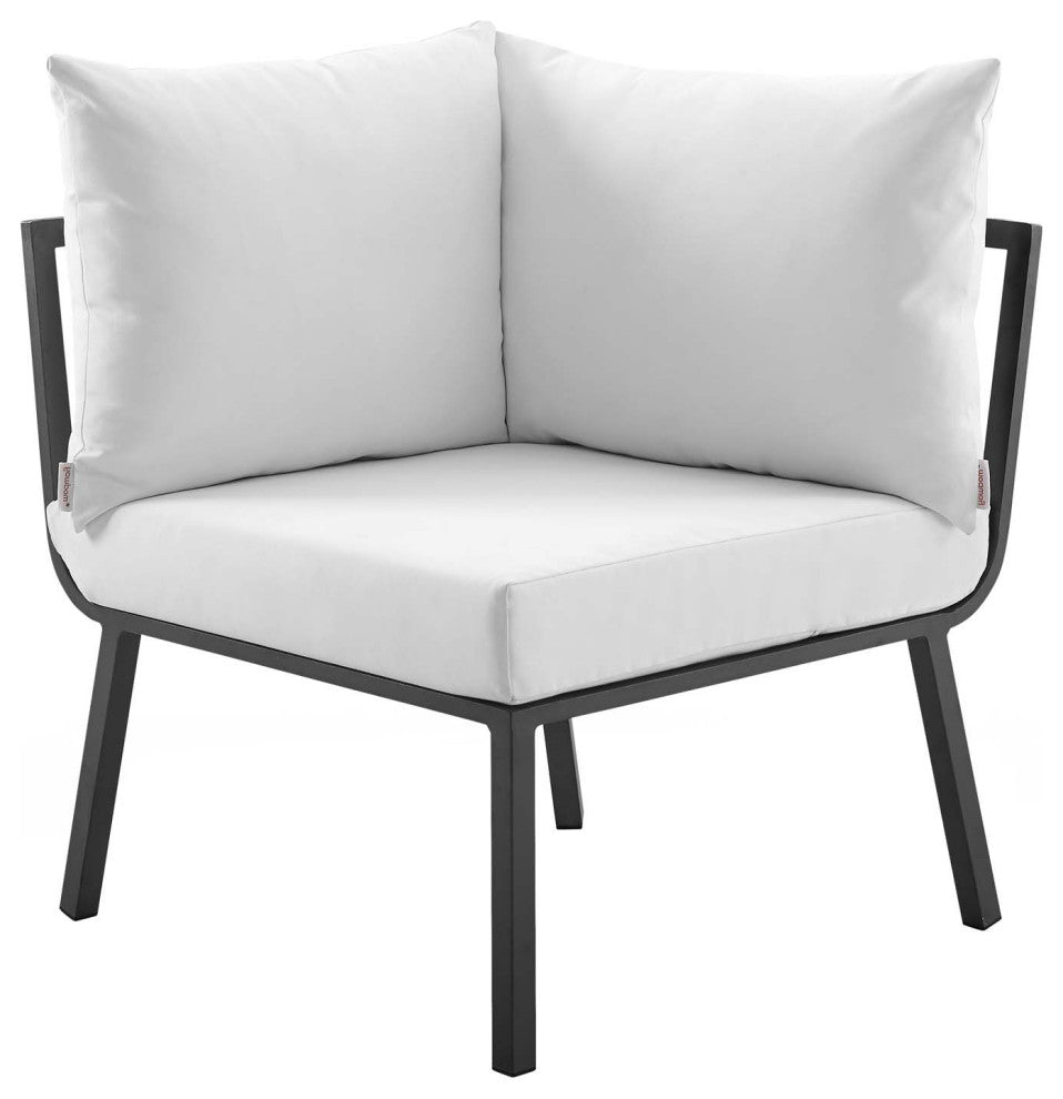 Lounge Sectional Sofa Chair Set, Aluminum, Metal, Gray White, Outdoor