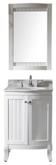 Virtu Khaleesi 24" Single Bathroom Vanity, White With Marble Top, With Mirror