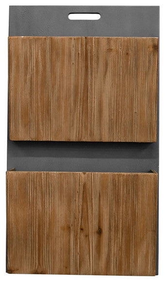 Two Tier Magazine Rack HomeRoots Gray and Natural Wood Wall Storage 2 tier Magazine Rack