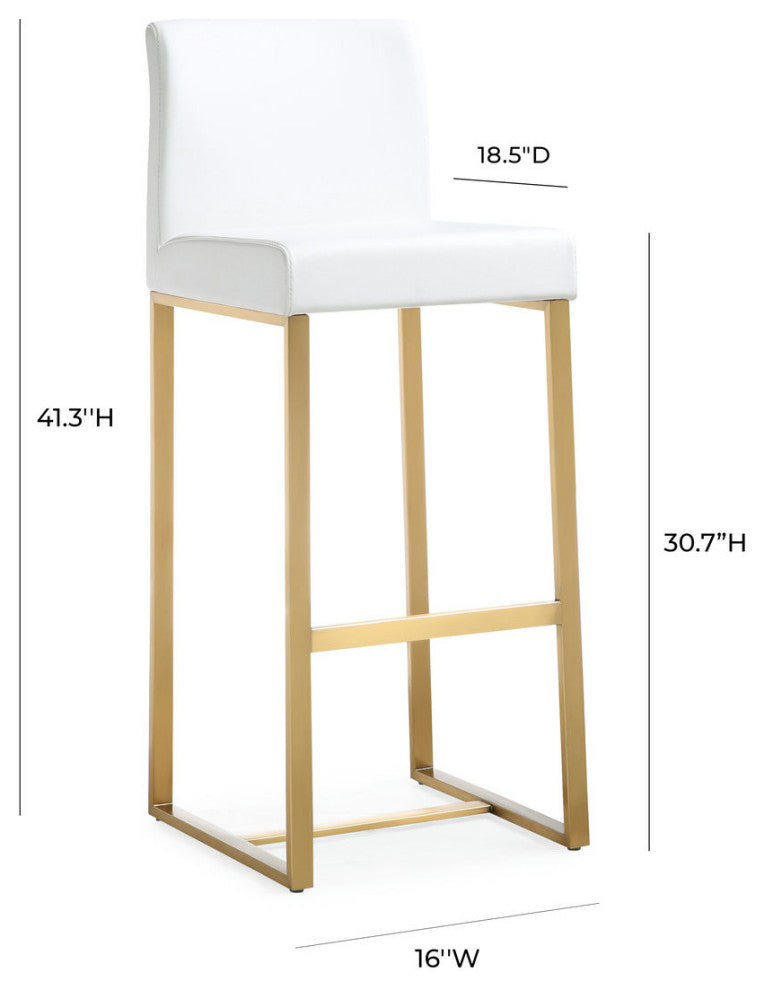 TOV Furniture Denmark White Gold Steel Barstool (Set of 2)