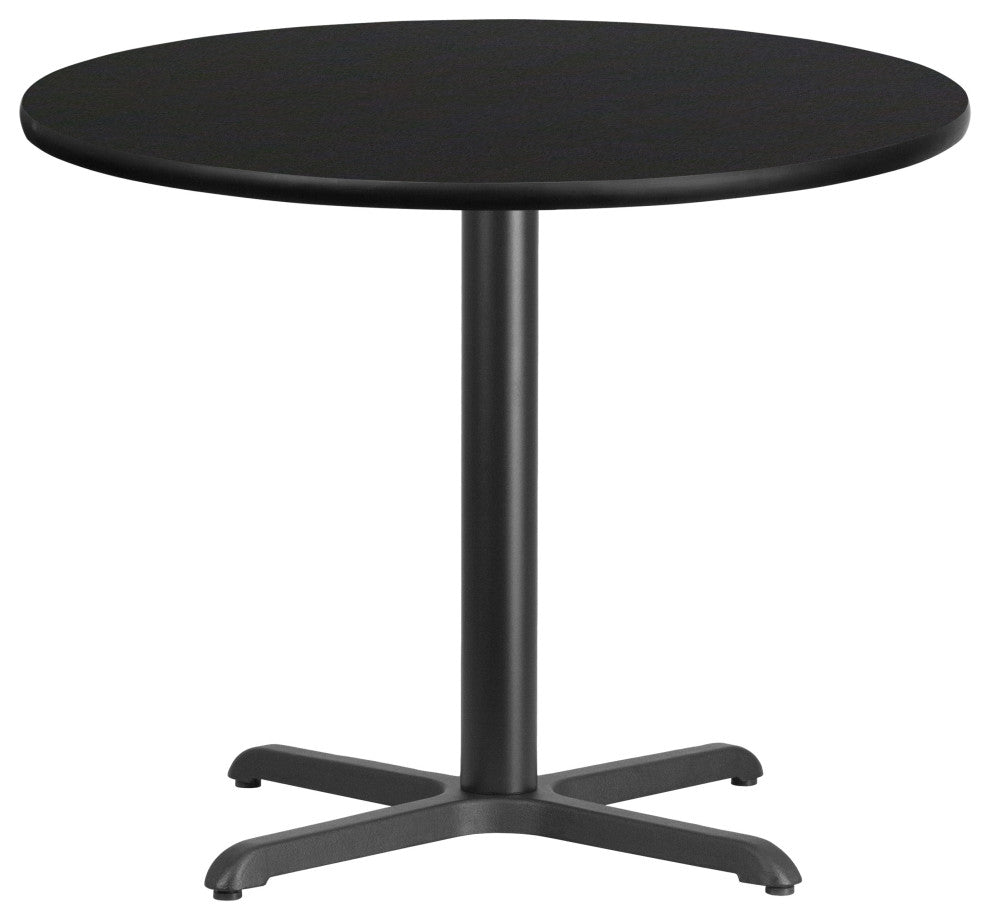 36'' Round Black Laminate Table Top with 30'' x 30'' Table Height Base