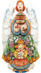 Summer Angel With Girl, Woodcarved Figurine