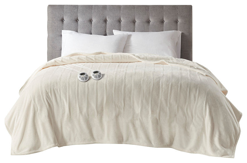 Serta Plush Heated Blanket, Ivory