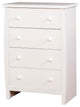 Benzara BM186318 Four Drawer Solid Wood Chest with Round Pull Out Knobs, White