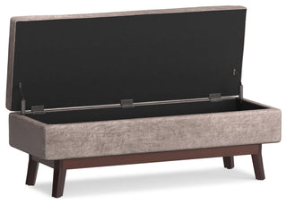 Owen Rectangular Storage Ottoman, Distressed Gray Taupe Faux Air Leather