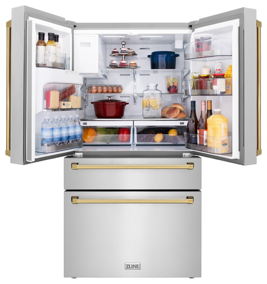 ZLINE 36" French Door Refrigerator With Water and Ice Dispenser RFMZ-W-36-G