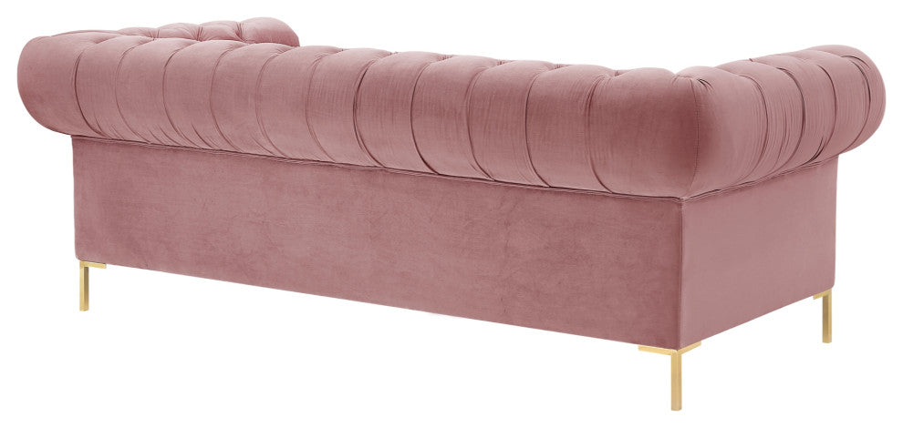 Inspired Home Ariadna Sofa Button Tufted, Rust Velvet
