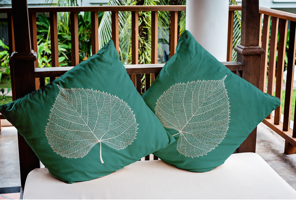 Leaf Study Indoor/Outdoor Throw Pillow, Desert Turquoise, 20"x20"