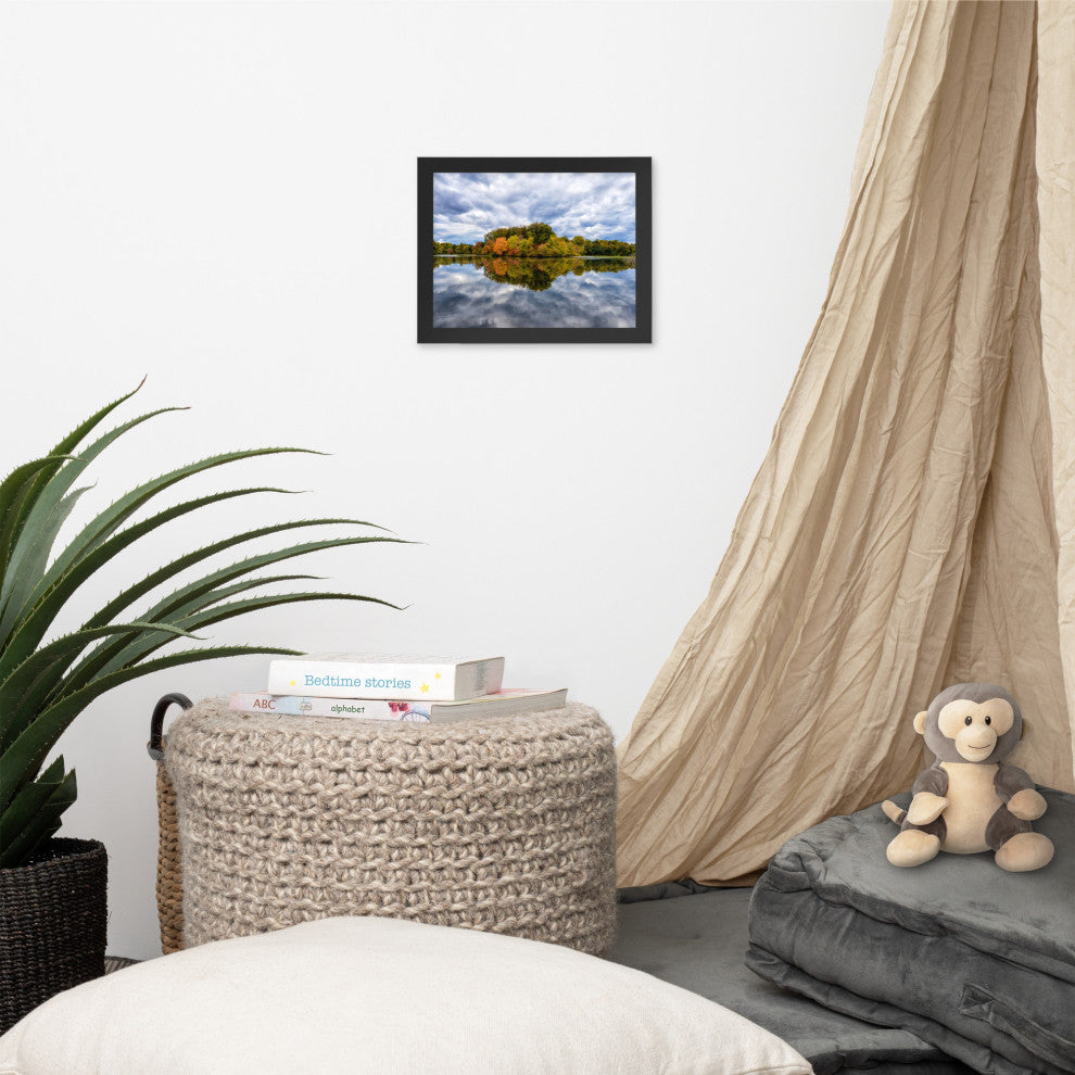Autumn Reflections Rural Landscape Framed Photo Paper Wall Art Prints, Black, 8" X 10"