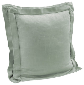 Luna Double Flanged Washed Linen Pillow, 20"x20", Sage