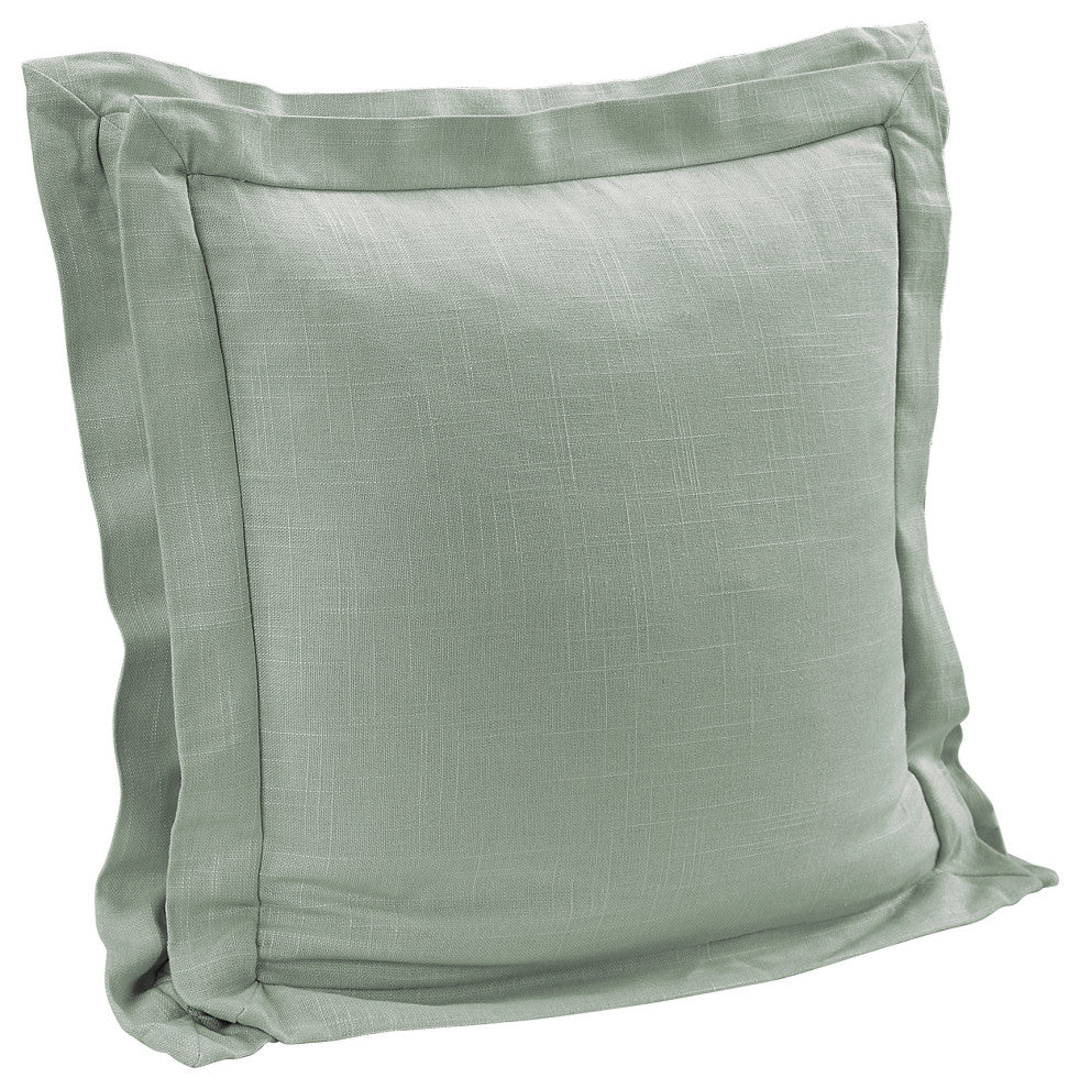 Luna Double Flanged Washed Linen Pillow, 20"x20", Sage