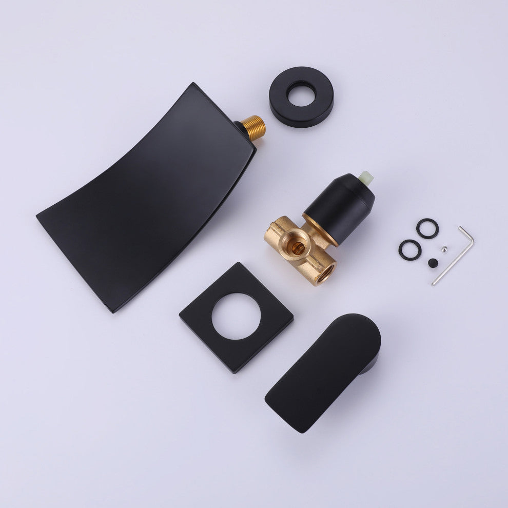 Wall Mounted Single Handle Bathroom Sink Faucet, Matte Black