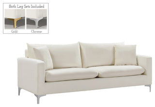 Naomi Velvet Upholstered Sofa, Cream