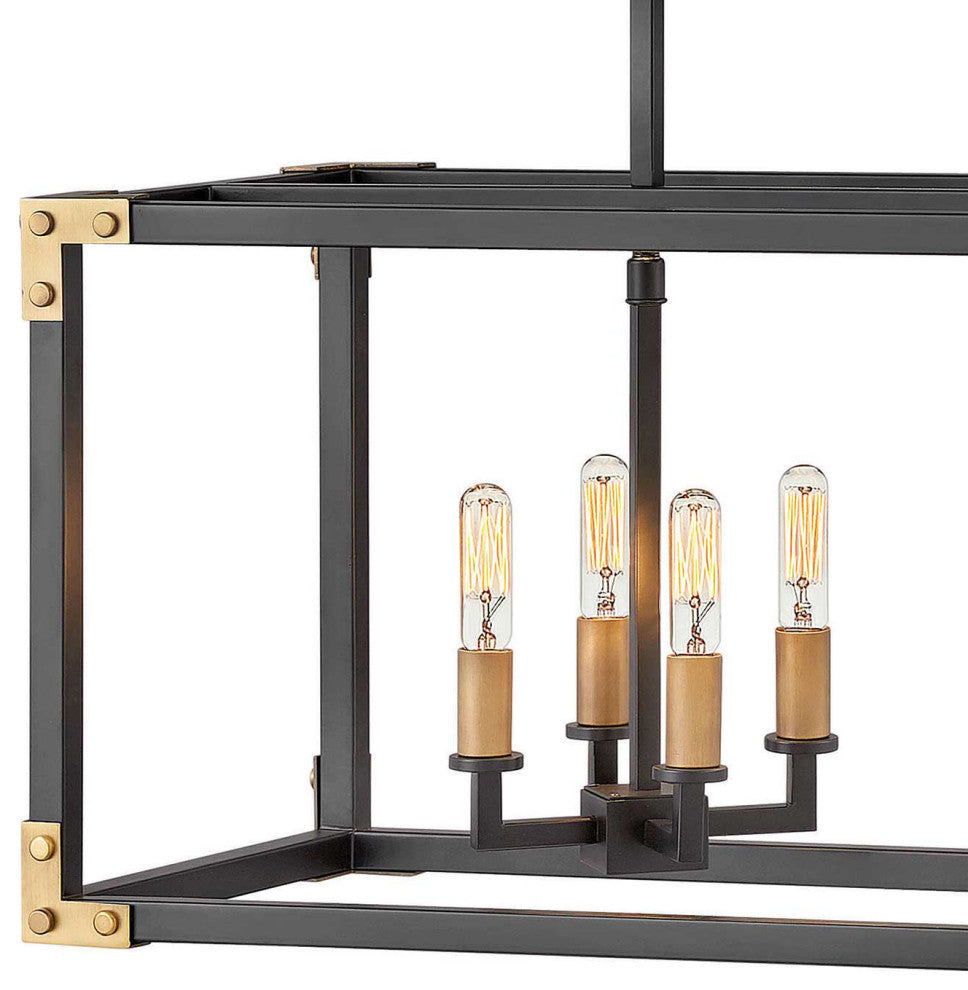 Hinkley Louis Small Eight Light Linear, Satin Black