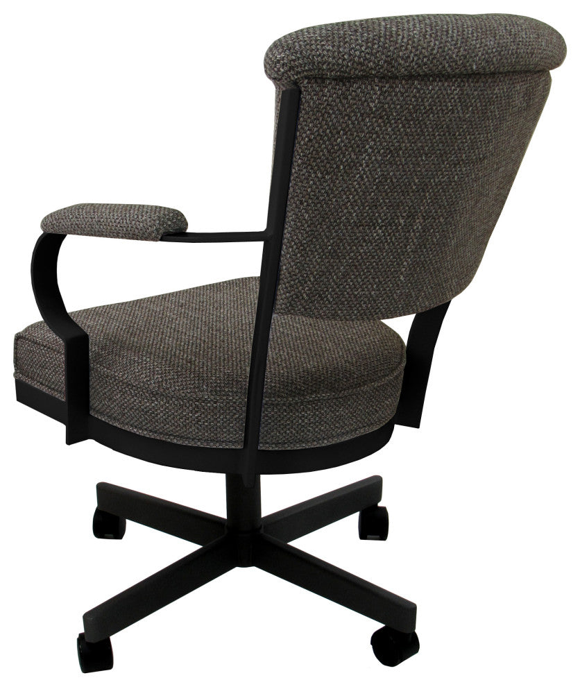 Set of 4, Miami Swivel Metal Caster Chairs, Reading Base, Plumley Cocoa, Black