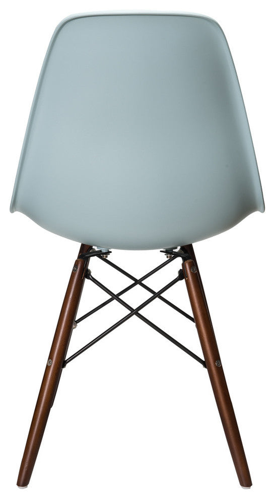 Nature Series DSW Molded Dining Chair, Dark Walnut Wood Eiffel Legs, Ice Blue