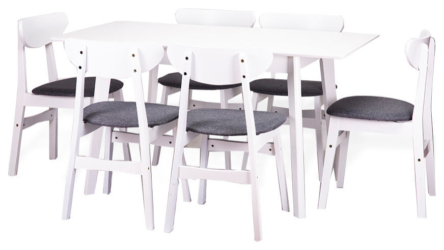 Extendable Rectangular Dining Room Table Modern Solid Wood, White