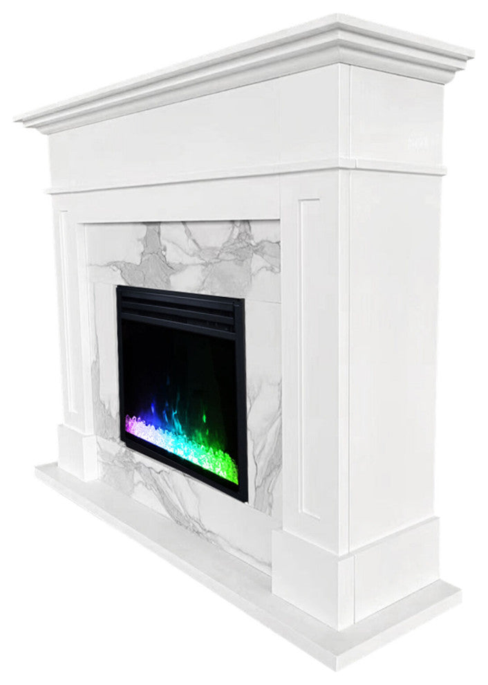 Sofia 57-In. Electric Fireplace With 1500W Log insert, Crystal Insert
