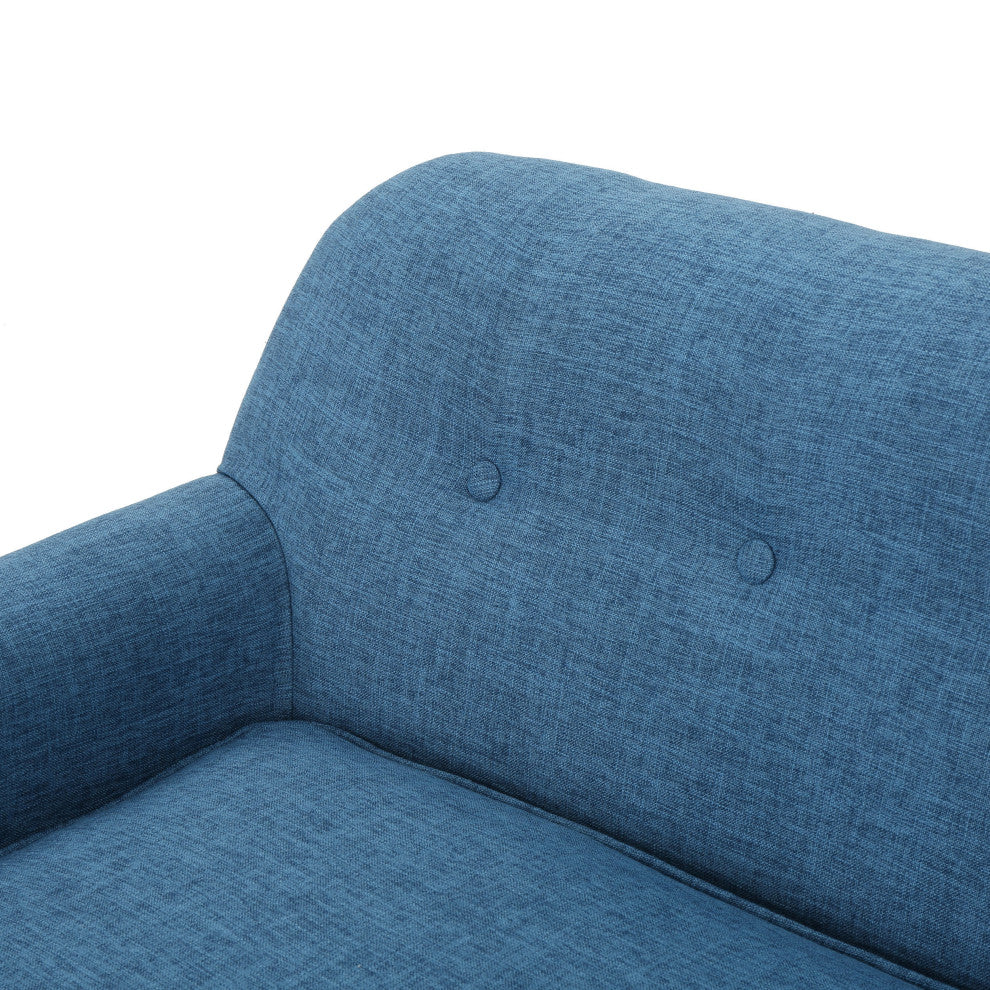 GDF Studio Mia Mid Century Modern Fabric Loveseat, Muted Blue