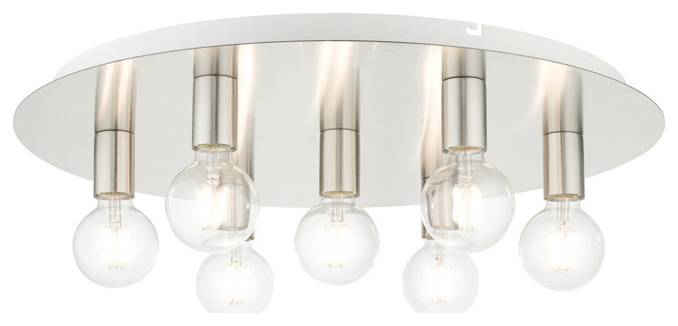 Brushed Nickel Transitional, Versatile, Modern, Urban, Minimal Flush Mount