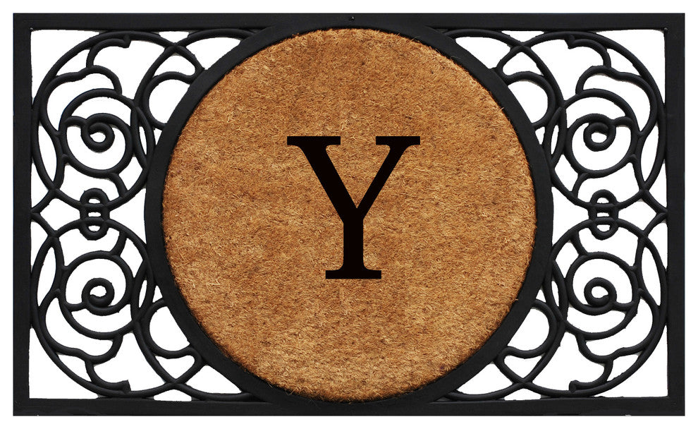 Armada Circle Monogram Doormat 18"x30", Letter Y