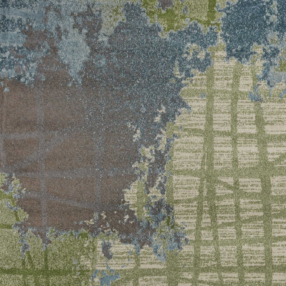 HomeRoots 8'x11' Green Blue Machine Woven Abstract Indoor Area Rug