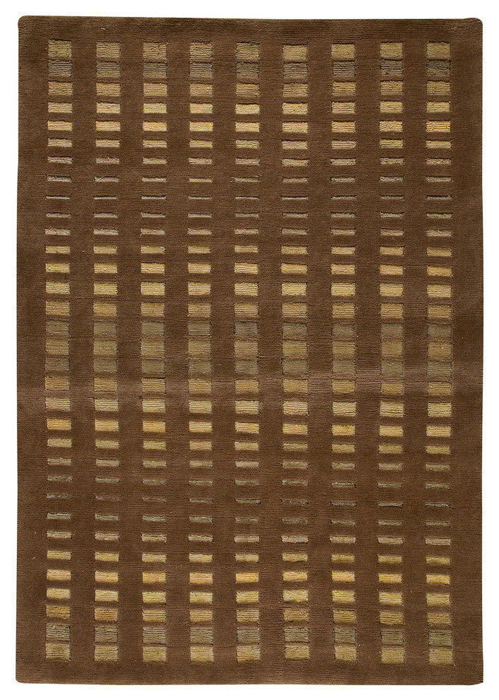 Hand Knotted Brown New Zealand Wool Area Rug