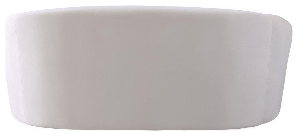 Riley Velvet Upholstered Rounded Loveseat, Cream