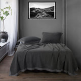 Waffle Weave Cotton Coverlet Set, 3 Piece, Slate, King