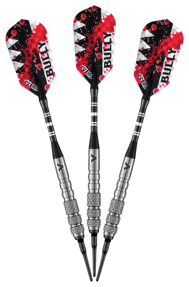 Bully Tungsten Soft Tip Darts, 3 Knurled Rings, 18 Grams