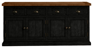 70" Rustic Two Tone Sideboard Buffet, Antique Black