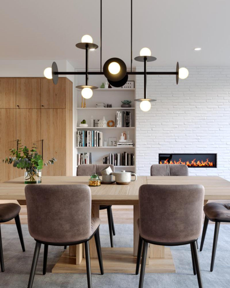 Nodes Large Linear Chandelier, Midnight Black